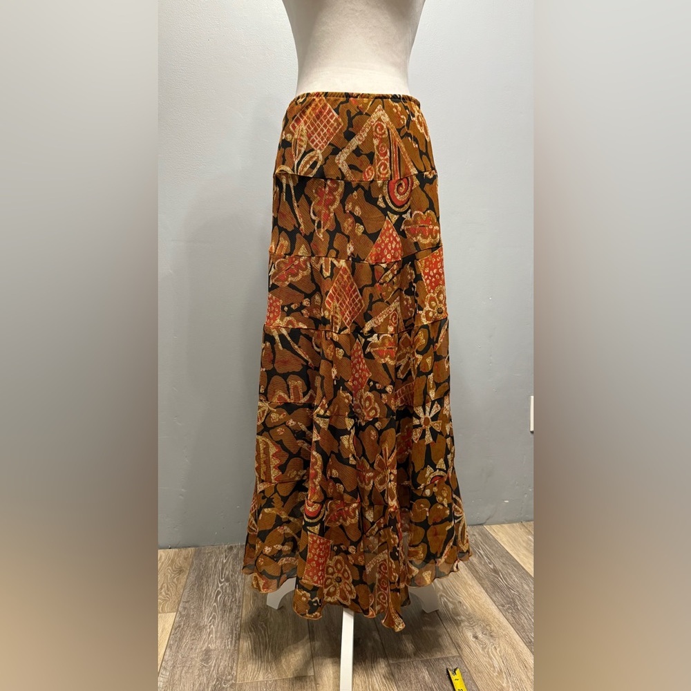Ruby Rd. Brown And Orange Patterned Maxi Skirt - image 3